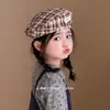 Boina Cuadros Vintage para Niños, Nuevo Estilo Primavera y Otoño, Aspecto Desgastado, Boina de Artista Moderna y Versátil para Niños y Niñas