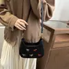 Nova bolsa de ombro com laço de tecido fosco vintage para axila, bolsa de ombro colorida bordada de nicho, bolsa transversal diária para mulheres