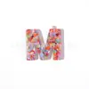 Popular Moda DIY Corazón Rosa Lentejuela Resina Epoxi 26 Letras Inglesas Llavero Accesorios Colgante para Bolsa