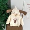 Roupas infantis novo urso infantil suéter casaco mais veludo masculino e feminino bebê roupas inverno quente com capuz jaqueta estilo estrangeiro