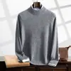 Suéter de Cashmere Masculino Gola Alta Meia Manga Suéter Casual de Negócios Manga Longa Suéter Básico Outono e Inverno Nova Blusa
