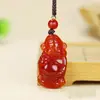 Colgante de Agata Roja Tipo Hielo Guanyin Buda Unisex Calcedonia Roja Hebilla de Seguridad Pixiu Ruyi Calabaza Colgante de Jade Unisex
