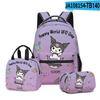Mochila Escolar para Estudante Kuromi Sanrio Impressa Novo Produto 3D, Lancheira, Estojo, Conjunto de Três Peças