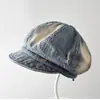 Gorra Octagonal Vintage de Mezclilla con Forma de Nube para Mujer, Tendencia de Moda Primavera y Verano, Versátil, Adelgazante del Rostro, Boina de Ala Suave, Gorra de Artista