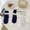 Calcetines Sin Costuras Ultradelgados Youjiaxiu Primavera y Verano para Mujer, Estilo Fresco con Lunares y Estampados Florales, Calcetines de Media Pantorrilla con Borde de Encaje, Calcetines Anchos
