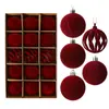 Decoração de Natal Transfronteiriça Novo Modelo 6cm 15 Peças Enfeites Pendentes Bolas de Natal em Vários Estilos Série Aveludada Enfeites Pendentes para Árvore de Natal