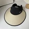 Chapéu de sol de aba larga de verão feminino anti-ultravioleta borracha preta topo oco dobrável ciclismo palha chapéu de sol