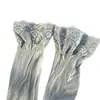 Medias de silicona antideslizantes hasta la rodilla con estampado de pavo real, ribete de encaje gris, estilo fino de primavera/verano, color liso, medias grises hasta el muslo