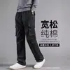 Pantalones de Algodón con Grullas para Primavera y Otoño Ropa de Trabajo Tallas Grandes Resistentes al Desgaste Casuales para Hombre con Múltiples Bolsillos