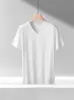 Nueva Camiseta de Manga Corta de Color Sólido de Comercio Exterior de Verano para Hombre, Transpirable Tipo Hielo, Delgada, Casual, Cuello en V, Top Base Fresco