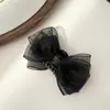 Presilha de Cabelo Preta com Tela e Laço de Strass tamanho pequeno para Mulheres Verão Presilha Lateral Parte de Trás da Cabeça Presilha Tubarão Sentido Avançado