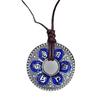Colar com pingente de cloisonné azul torrado e prata esterlina S999, mantra retrô de seis palavras, fivela de paz, coração, sutra, colar de casal para homens e mulheres