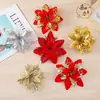 Flores Navideñas de Tres Capas con Polvo Dorado Más Vendidas de Amazon, Decoraciones para Árbol de Navidad de Fabricante de Flores Artificiales, Colgantes para Corona de Navidad