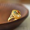 Marea nacional plata 925 plata antigua francesa incrustada jade Hetian esmalte cloisonné anillo de amor mariposa HTYR037 12*16