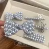Corea del Sur Plata de Alta Calidad Lazo Pedrería Perla Pinza de Pico de Pato Lujo Ligero Texturizado Pinza Superior para la Cabeza Accesorios para el Cabello