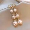Pendientes de Borla Dorada con Perlas Estilo Francés para Mujer, Pendientes Vintage de Lujo Ligero de Alta Gama, Joyería para Orejas Única, Hermosa y Exquisita de Nicho