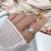 Accesorios para Anillos de Perlas DIY Anillo Abierto con Esmalte de Colores para Mujer Anillo Versátil de Nicho con Temperamento Dulce