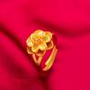 Novo anel de abertura de flor dourado areia simples flor dourado areia joias femininas Rede Vermelha joias ao vivo fabricantes atacado