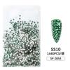 1440 Pedras Strass de Fundo Plano para Nail Art Não Falham Fundo de Diamante Austríaco Fundo Prata verde escuro Redondo Vidro Diamante Flash Ornamento de Unha