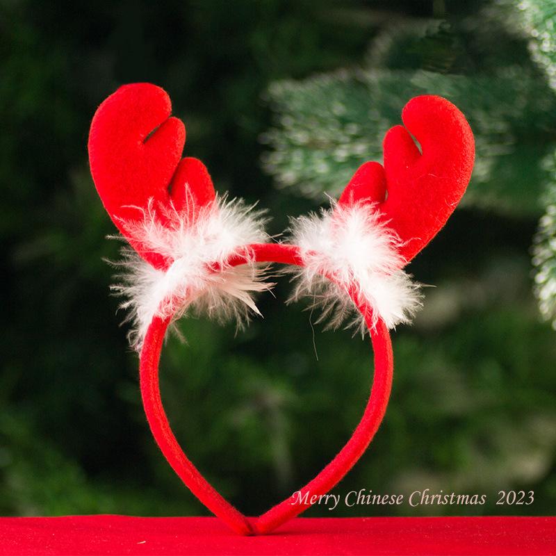 A4-1-2红色鹿角羽毛发箍1-1