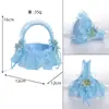 Nuevo Cesta de Flores Pequeña de Encaje Estilo Occidental para Niña de las Flores de Boda Cesta de Flores Mini Portátil Cesta de Flores con Flor Artificial y Lazo