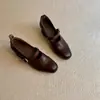 Zapatos Mary Jane Franceses de Piel de Oveja para Mujer, Tacón Grueso, Suela Suave, Tacones Altos, Boca Baja, Versátiles, Zapatos Vintage para Viajar al Trabajo