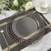 Manteles Transparentes de Alta Gama con Borde Dorado Estilo Occidental, Platos Decorativos, Platos de Fruta al por Mayor, Platos Base para Bodas de Hotel