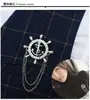 Broche de Âncora com Pingente de Corrente Estilo Marítimo para Homens e Mulheres, Broche de Lapela Moderno Coreano e Japonês