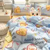 Juego de Cama de Cuatro Piezas Cepillado Clase A, Juego de Tres Piezas para Dormitorio de Estudiante Individual de Invierno, Funda de Edredón Estilo Ins, Ropa de Cama de Dibujos Animados