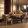 Mesas y Sillas de Madera Maciza para Exteriores, Mesas y Sillas de Comedor de Teca para Patio de Villa, Mesas y Sillas de Té al Aire Libre para Jardín y Balcón, Combinación de Sillas de Mimbre para Ocio