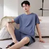 Directo del fabricante: Pijama de algodón puro para hombre, nuevo de verano 2026, shorts de manga corta, ropa casual para el hogar, se puede usar afuera, conjunto