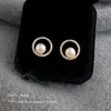 Brincos de Pérola de Água Doce Estilo Francês, Brincos Redondos de Zircônia Simples e Versáteis, Brincos da Moda de Luxo Leve de Alta Qualidade para Mulheres