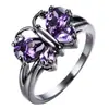 Anel de Borboleta Cruzada Gota d'Água Pera Amethyst Zircônia Prata Banhada Ouro Branco Banhado Joias Atacado
