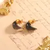 Pendientes de resina color marrón melardo con forma de gota de agua, lujo ligero, alta gama, versátiles y elegantes, pendientes de botón, pendientes de moda para mujer, venta al por mayor