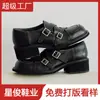 Mocasines Retro de Estilo Británico de Doble Hebilla para Mujer, Nuevo Estilo Otoño e Invierno 2025, Zapatos Slip-On Monk de Suela Gruesa que Aumentan la Altura