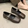 Zapatos Mary Jane Planos de Suela Suave Estilo Coreano Otoño 2026 para Mujer, Zapatos de Hebilla Estilo Hada de un Solo Color para Mujer