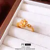 Anel Aberto Redondo Estampado de Camada Dupla com Zircônia Vintage, Anel para Dedo Indicador de Luxo Leve, Joia Versátil Retrô para Mulheres