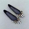 Mocassins Rasos Planos Versáteis Apontados Novos de Primavera para Mulheres com Saia, Sola Macia Pied-de-poule Estilosos