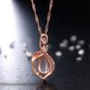 Cadena Clavicular Estilo Coreano Chapada en Oro Rosa Colgante de Piedra Natural de Hibisco Cristal Rosa Color Tesoro Joyería de Cristal Rosa en Forma de Hoja