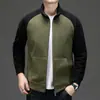 Jaqueta de lã austríaca masculina com costura de cor contrastante, outono e inverno, nova moda, top quente, cardigan bonito e simples