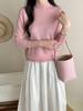 [Hengjia Hs] Nuevo Otoño e Invierno Lana Merino Cuello Medio Tortuga Color Puro Cálido y Elegante Suave Encerado Camiseta Base
