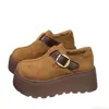 Zapatos Casuales Retro para Mujer Estilo Birkenstock, de Gamuza, con Suela Gruesa, Hebilla de Cinturón, Plataforma que Aumenta la Altura, Versátiles y a la Moda, de Cobertura Completa