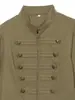 Chaqueta Corta Verde Militar con Cuello Alto y Hebillas Metálicas para Otoño 2026, Estilo Militar Vintage, Chaqueta Delgada para Principios de Otoño