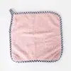 Venda Direta da Fábrica 25*25 Cor Pura Borda Xadrez Abacaxi Toalha de Mão para Pendurar Sem Soltar Forte Absorvente Veludo Coral Pano