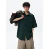 Nueva Camisa de Manga Corta Estilo Chino para Hombre, Top de Media Manga de Verano, Marca de Moda de Seda Helada con Bordado Floral, Corte Holgado Oversize con Efecto de Caída