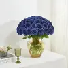 Rosa de Seda Simulada Sencilla Adornos Decoración para el Hogar Boda Decoración de Boda Flor Simulada Cabeza de Rosa Flores Falsas