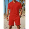 2026 Novo Conjunto Masculino de Verão Casual Esportivo Versátil Slim-Fit Manga Curta Moda Camisa POLO e Shorts Transfronteiriço