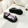 Zapatos de piel para niña en tallas 31-36, nuevo modelo de principios de primavera, estilo Mori girl, zapatos de princesa para niñas pequeñas, zapatos de suela antideslizante para niños, piel negra