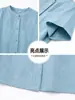 Camisa de algodón de manga corta de verano para mujeres mayores, blusa holgada de cuello redondo para personas mayores, camisa de abuela, ropa para personas mayores