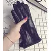 Guantes de cuero para mujer otoño e invierno acolchados con terciopelo cálidos pantalla táctil conducción coche eléctrico nuevos guantes de cuero mujer primera generación de pelo